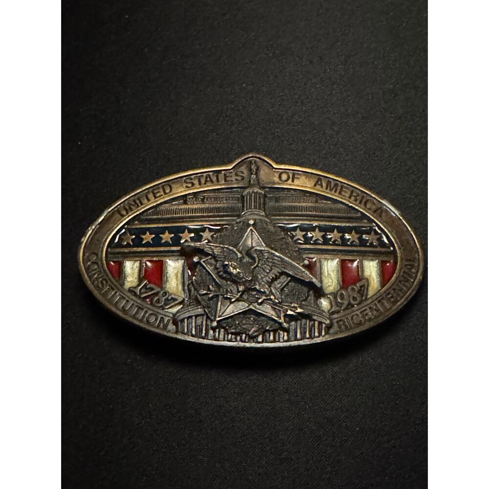Vintage Heavy USA Bicentennial Numbered Belt Buckle